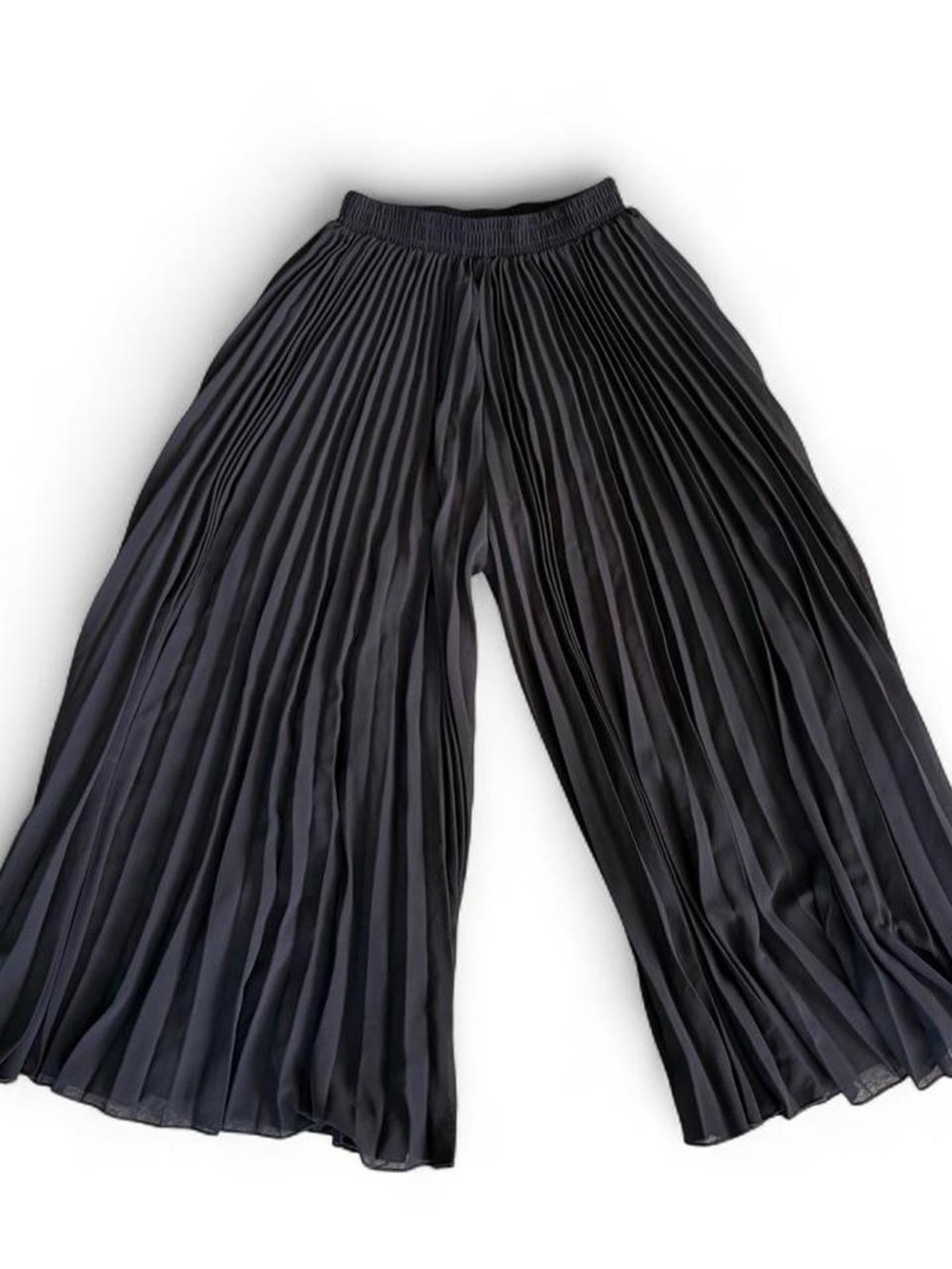 Black Pleated Wide-Leg Palazzo Pants